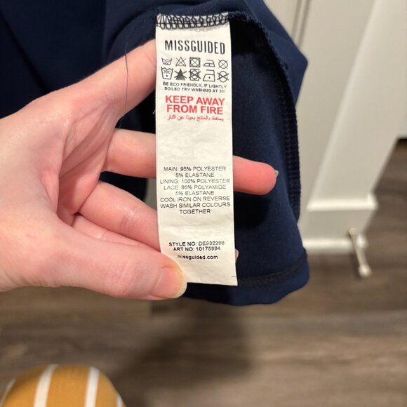 Missguided Mermaid One Shoulder Long Night Blue Dress - Picture 11 of 13